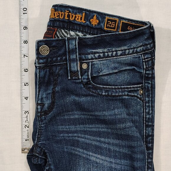 Rock Revival Anabela Skinny Jeans Womens Size 26 Low Rise Stretch Blue Denim - Picture 11 of 16